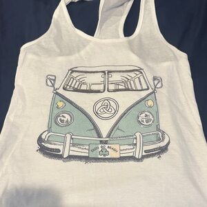 White Tank Top with Retro Van Design